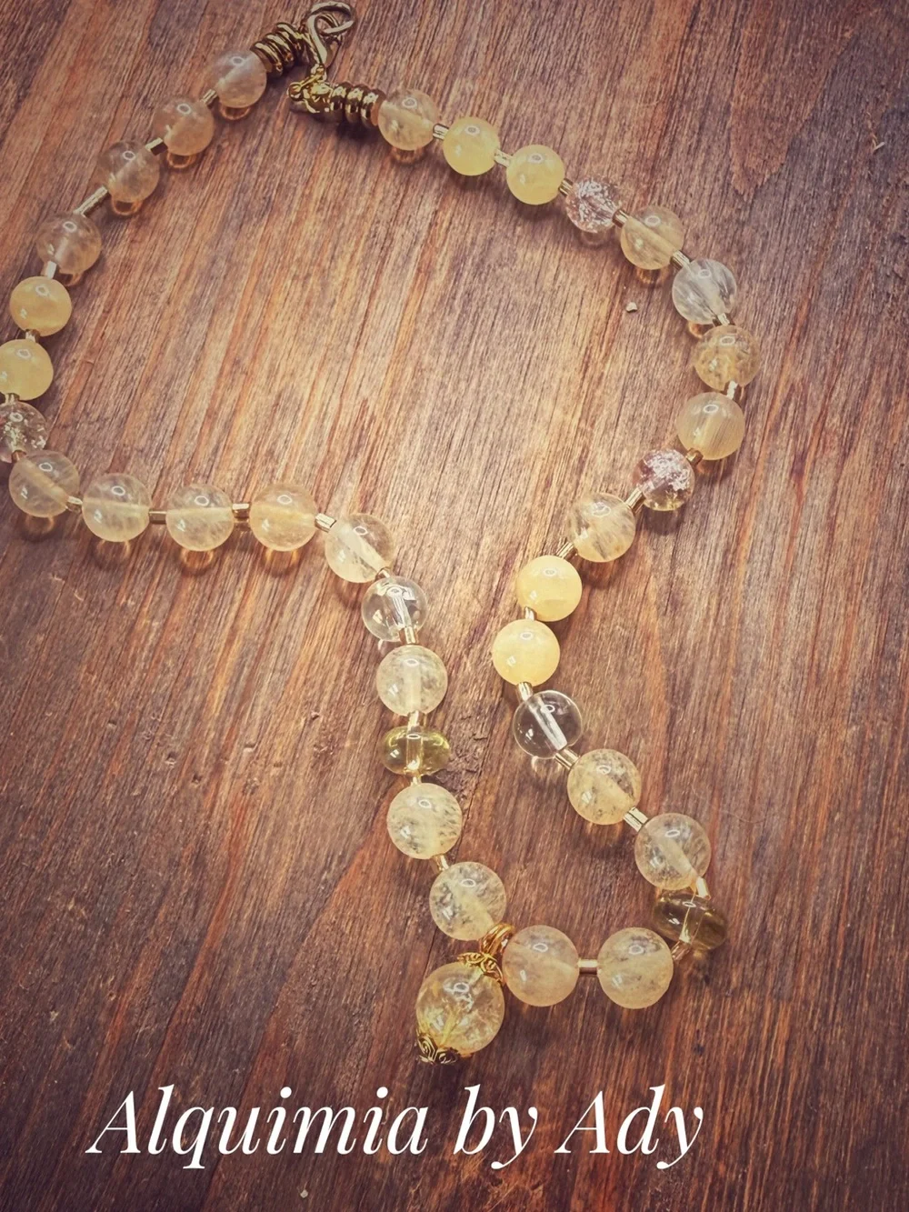 Chunky Citrine Yellow Beaded choker Necklace